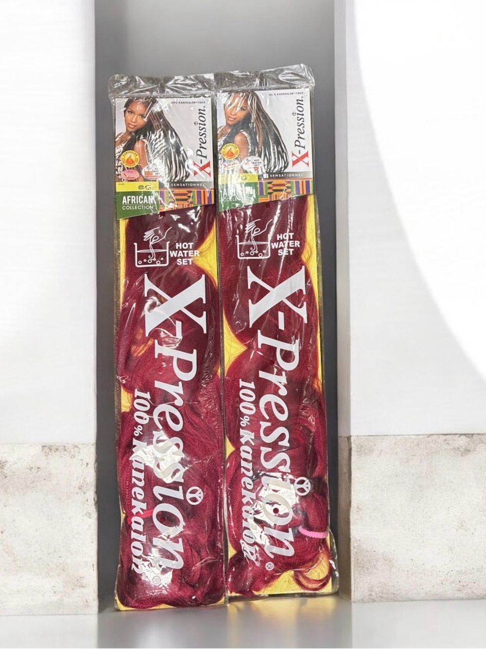 X-Pression braiding Hot Water Set Synthetic Hair - Burgundy 2 packs